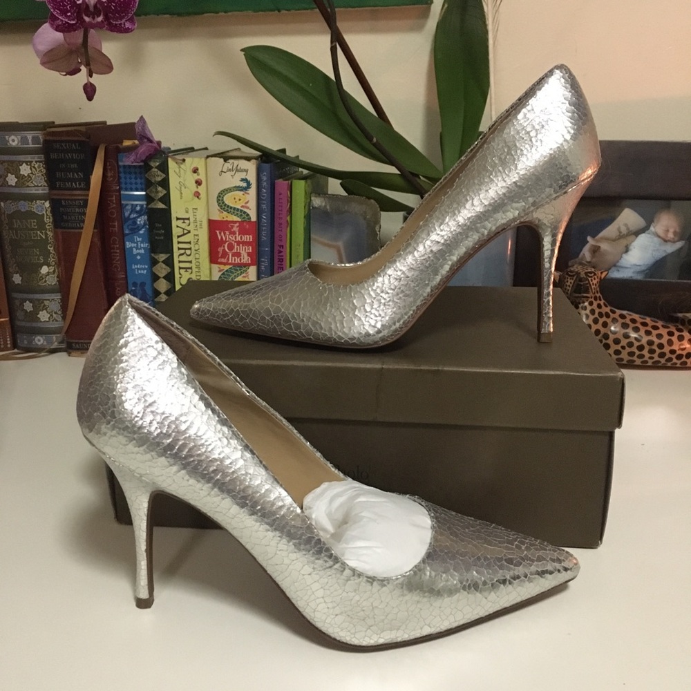 Linea Paolo silver heels NIB 🦩